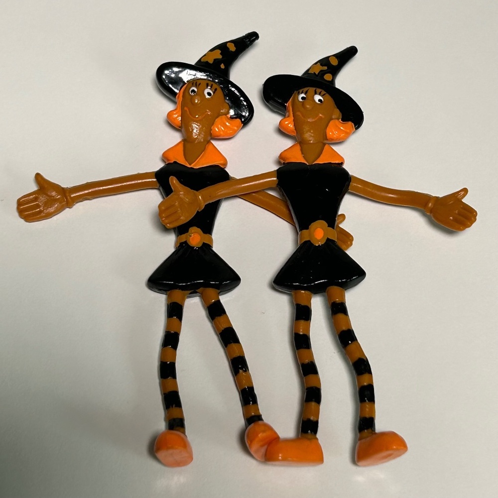 Adorable C-P Inc Bendy Halloween Witches Striped Socks Set of 2